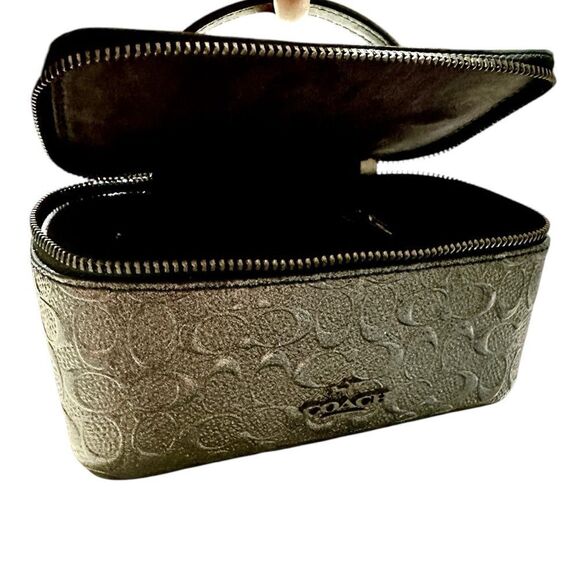 Coach Travel Jewelry Case - Signature Black Embossed Leather - Picture 1 of 17